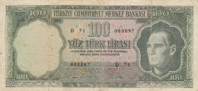 Turkey, 100 Lira, 1969, FINE, p182
serial number: D71 088897
Estimate: $15-30