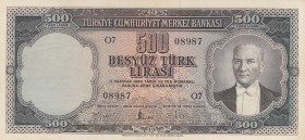 Turkey, 500 Lira, 1959, XF, p171
Serial Number: O7 08987, pressed
Estimate: $100-200