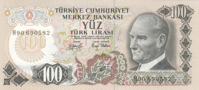 Turkey, 100 Lira, 1979, UNC, p189, "H90"
serial number: H90 690582, last prefix...