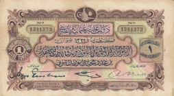 Turkey, Ottoman Empire, 1 Lira, 1914, XF (-), p68, Tristram - Nias / Ferid
V. Mehmed Reşad period, sign: Tristram - Nias / Ferid, AH: 1332, serial nu...