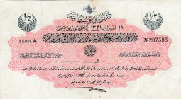 Turkey, Ottoman Empire, 1/2 Lira, 1915, VF, p72, Talat / Cavid
V. Mehmed Reşad period, sign: Talat / Hüseyin Cahid, AH: 18 Octaber 1331, serial numbe...