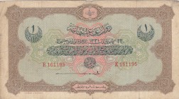 Turkey, Ottoman Empire, 1 Lira, 1916, VF, p83, Talat / Hüseyin Cahid
V. Mehmed Reşad period, sign: Talat / Hüseyin Cahid, AH: 22 December 1331, seria...