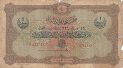 Turkey, Ottoman Empire, 1 Lira, 1916, POOR, p83, Talat / Pritsch, RARE SİGN
V. Mehmed Reşad period, sign: Talat / Pritsch, AH: 22 December 1331, seri...