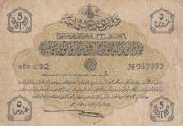 Turkey, Ottoman Empire, 5 Kurush, 1916, VF (-), p87, TALAT
V. Mehmed Reşad period, sign: Talat / Hüseyin Cahid, AH:6 August 1332, serial number: 32 9...
