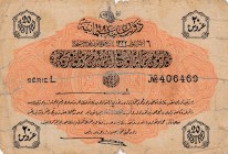 Turkey, Ottoman Empire, 20 Kurush, 1916, POOR, p88, TALAT
V. Mehmed Reşad period, sign: Talat / Hüseyin Cahid, AH: 6 August 1332, serial number: L 40...