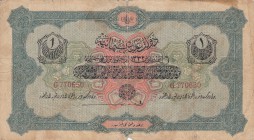 Turkey, Ottoman Empire, 1 Lira, 1916, FINE (-), p90b, Talat / Janko
V. Mehmed Reşad period, sign: Talat / Janko, AH: 6 August 1332, serial number: G ...