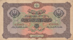 Turkey, Ottoman Empire, 1 Lira, 1916, VF (-), p90a, Talat / Hüseyin Cahid
V. Mehmed Reşad period, sign: Cavid / Hüseyin Cahid, AH: 6 August 1332, ser...