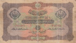 Turkey, Ottoman Empire, 1 Lira, 1916, FINE (-), p90a, Talat / Hüseyin Cahid
V. Mehmed Reşad period, sign: Cavid / Hüseyin Cahid, AH: 6 August 1332, s...