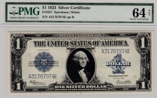 United States Of America, 1 Dollar, 1923, UNC, Fr237
PMG 64 NET, Silver certificate, serial number: A3178797E pp B
Estimate: $100-200