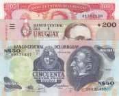 Uruguay, 50 Pesos, 100 Pesos and 200 Pesos, 1989-2011, UNC, (Total 3 banknotes)
Estimate: $5-10