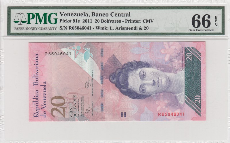 Venezuela, 20 Bolivares, 2011, UNC, p91e
PMG 66 EPQ, serial number: R65046041
...