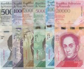 Venezuela, 500 Bolivares, 1000 Bolivares, 2000 Bolivares, 5000 Bolivares, 10000 Bolivares and 20000 Bolivares, 2016-2017, UNC, (Total 6 banknotes)
Es...
