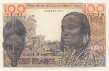 West African States, 100 Francs, 1965, UNC, p201Be
Benin (Dahomey), serial number: O.244.B.91151
Estimate: $50-100