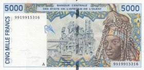West African States, 5.000 Francs, 1999, XF, p113Af
Ivory Coast, serial number: 9919915316
Estimate: $15-30