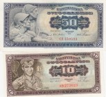Yugoslavia, 10 Dinara and 50 Dinara, 1965, UNC, p78 / p79, (Total 2 banknotes)
serial number: AB 273623 and CB 450523
Estimate: $30-60