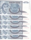 Yugoslavia, 100 Dinara, 1992, UNC, p112, (Total 6 banknotes)
Estimate: $5-10