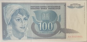Yugoslavia, 100 Dinara, 1992, UNC, p112, BUNDLE
100 pieces consecutive banknotes
Estimate: $25-50
