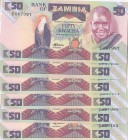 Zambia, 50 Kwacha, 1986-1988, UNC, p28, (Total 6 banknotes)
Estimate: $5-10