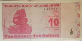 Zimbabwe, 10 Dollars, 2009, UNC, p94, BUNDLE
100 pieces consecutive banknotes
Estimate: $50-100