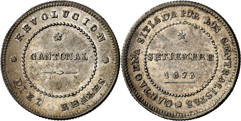 1873. Revolución Cantonal. Cartagena. 10 reales. (AC. 4). Brillo original. Bella...