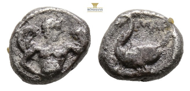 CILICIA. Mallos. Circa 425-385 BC. Obol, 0,69g 8,4mm
Obv: Winged male figure adv...