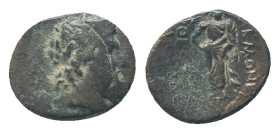 PHRYGIA, Akmoneia. 1st century BC. AE, Menodotos and Silion, magistrates.
Obv: Laureate head of Zeus right.
Rev: AKMONE / MHNOΔO ΣIΛΛΩN. Asklepios s...