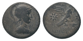 PHRYGIA, Akmoneia. 1st century BC. AE, Timotheos and Metro[...], magistrates.
Obv: Helmeted bust of Athena right.
Rev: AKMONE TIMOΘEOY MHTPO. Eagle ...