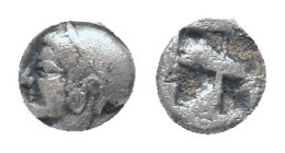 IONIA, Phokaia, obol, 521-478 BC, AR Obv: Female head left, wearing helmet or close fitting cap Rev: Quadripartite incuse square Condition: Good very ...