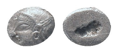 IONIA, Phokaia, Trihemiobol, 521-478 BC, AR Obv: Female head left, wearing helme...