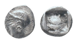 IONIA, Phokaia, Trihemiobol, 521-478 BC, AR Obv: Female head left, wearing helmet or close fitting cap Rev: Quadripartite incuse square Condition: Goo...