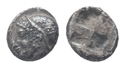 IONIA, Phokaia, Trihemiobol, 521-478 BC, AR Obv: Female head left, wearing helmet or close fitting cap Rev: Quadripartite incuse square Condition: Goo...
