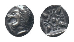 IONIA, Miletos, obol, late 6th century BC. AR Obv: Forepart of roaring lion right, head reverted. Rev: Star-shaped ornament in square incuse Condition...