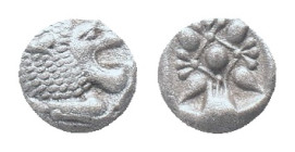 IONIA, Miletos, obol, late 6th century BC. AR Obv: Forepart of roaring lion left, head reverted. Rev: Star-shaped ornament in square incuse Condition:...