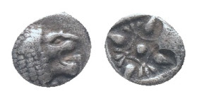 IONIA, Miletos, obol, late 6th century BC. AR Obv: Forepart of roaring lion left, head reverted. Rev: Star-shaped ornament in square incuse Condition:...