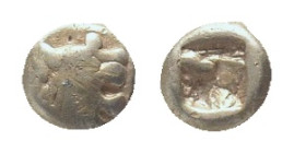 KINGS OF LYDIA. Time of Alyattes to Kroisos, Circa 620/10-550/39 BC. EL Hemihekte. Sardes. Obv: Head of roaring lion right, with star on forehead. Rev...