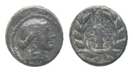 LYDIA. Sardes, 2nd-1st centuries BC. AE Obv: Laureate head of Apollo, right.
Rev: ΣAPΔIA / NΩN, Club right within wreath. Condition: Good very fine
...