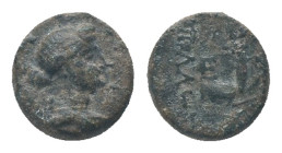 Hierocaesareia. Autonomous issues, Circa 1st century BC. AE Obv: Draped bust of Artemis to right, bow and quiver at shoulder.
Rev: IEP, Forepart of s...