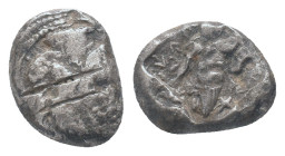 CARIA. Uncertain mint. Circa 500 BC. AR Stater. Obv: Forepart of lion with open jaws standing left before sunburst; in front, forepart of boar with le...