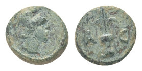 CARIA. Astypalaia circa 125-88 BC. AE Obv: Head of Perseus right, wearing Phrygian cap Rev: A-C, harpa Condition: Good very fine
Weight: 2.86 g
Diam...