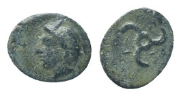DYNASTS of LYCIA. Perikles. Circa 380-360 BC. AE. Uncertain mint. Obv: Horned head of Pan left Rev: Triskeles Condition: Good very fine
Weight: 1.89 ...