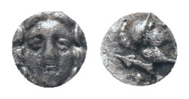 PISIDIA, Selge, Obol. 350-300 BC. AR Obv: Facing head of Gorgoneion.
Rev: Helmeted head of Athena right, astragal behind. Condition: Good very fine
...