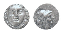 PISIDIA, Selge, Obol. 350-300 BC. AR Obv: Facing head of Gorgoneion.
Rev: Helmeted head of Athena right, astragal behind. Condition: Good very fine
...