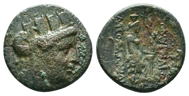 Greek Coins
IONIA.(Circa 190-170 BC).AE.Smyrna.
Obv : Turreted head of Tyche r...