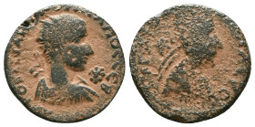 Roman ProvincialMESOPOTAMIA, Edessa. Gordian III, with Abgar X Phraates. AD 238-244. Æ . Laureate, draped, and cuirassed bust right; star before / Cro...