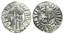 MedievalArmenia, Cilician Armenia. Hetoum I, AR, 1 Tram.  1226-1270 AD.Obv: ՀԵԹՈՒՄ ԹԱԳԱՒՈՐ ՀԱՅՈՑ (Hetoum king of the Armenians), Crowned lion standing...
