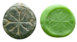 Byzantine-Crusader,Cross Decorated Ring Bezel c. 9th-13th century AD. Ae

Reference :
Condition: Very Fine

Weight: 1.25 gr.
Diameter: 10.1 mm