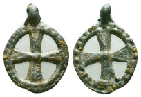 BYZANTINE EMPIRE BRONZE CROSS ( 8th - 10 th century ) .AeReference :Condition: Very Fine
