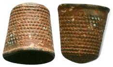 BYZANTINE BRONZE THIMBLE RING ( 7th - 10th ) AE.Reference :Condition: Very Fine