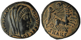 Divus Constantine I (died 337). Antioch
AE Follis (15mm, 1,98g)
Obv: DV CONSTANTINVS PT AVGG. Veiled head of Divus Constantine I to right. 
Rev: Divus...