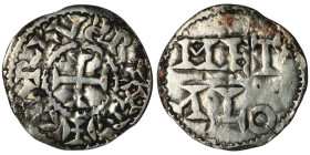 FRANCE. FEUDAL. Melle, Charles the Simple (898-923 AD)
AR Denier (20mm, 0,82g)
Obv: +CARLVS REX R - Central cross
Rev: MET ALO in two lines.
Poey D'Av...